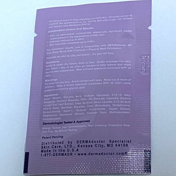 DERMAdoctor KP Duty Body Moisturizing Therapy For Dry Skin 12 Packets - 3ml Each - Picture 2 of 6